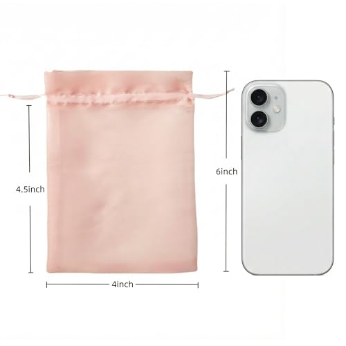 Image of QIANF 20 Pcs Pink Small Organza Bags 4X6 inch for Wedding Favors with Drawstring, Mini Mesh Gift Bags Jewelry Pouch for Candy Bridal Shower Party Favor Baby Shower Christmas