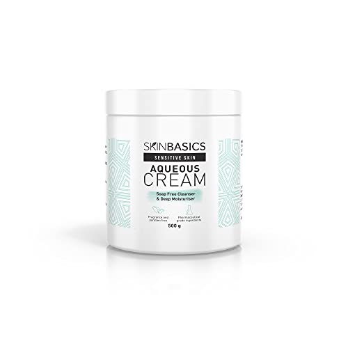 SKIN BASICS Aqueous Cream BP Jar 500g - Gentle Soap Free Cleanser Wash - Clinically Tested, Non-Irritating, Hypoallergenic Deep Moisturiser for Dry & Sensitive Skin