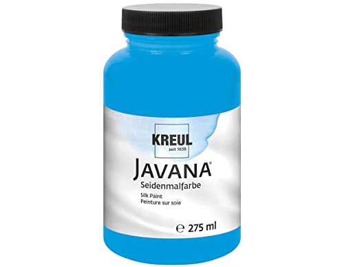 KREUL 8104-275 - Javana Seidenmalfarbe 275 ml, blau, hochpigmentierte und brillante Farbe auf Wasserbasis, mit fließend flüssigem Charakter, dringt tief in die Fasern ein
