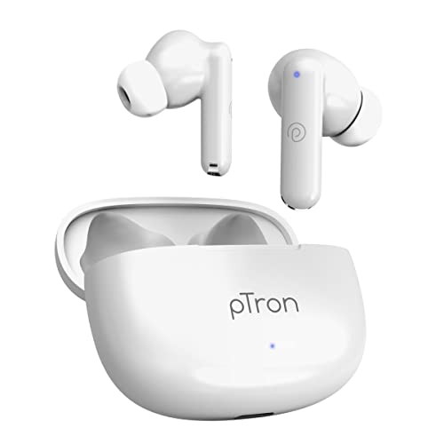 PTron Bassbuds Air in-Ear TWS Earbuds with 13mm Driver for Immersive Sound, 32Hrs Playtime, Clear Calls, Bluetooth V5.1, Touch Control, TypeC Fast Charging, Voice Assist & IPX4 Water Resistant