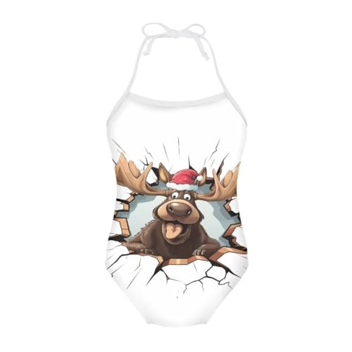 Image of Christmas Kids One-Piece Halter Swimsuits Beach Swimwear Bathing Suit for 3-10 Years Girls