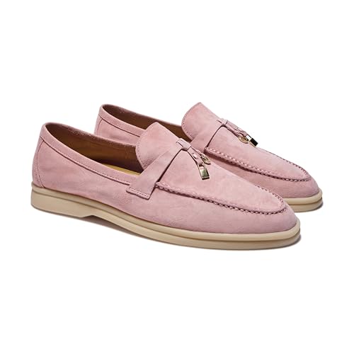 Image of Women's Summer Stroll Charms Premium Designer Suede Leather Loafers Shoes