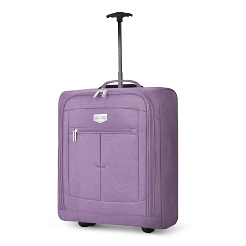 LUGG Cabin Size Lightweight Luggage - Durable 600D Polyester Snowflake Push Up Trolley - Solid Wheels - Easyjet, Ryanair, British Airways - Airway Locker (56x45x25cm)