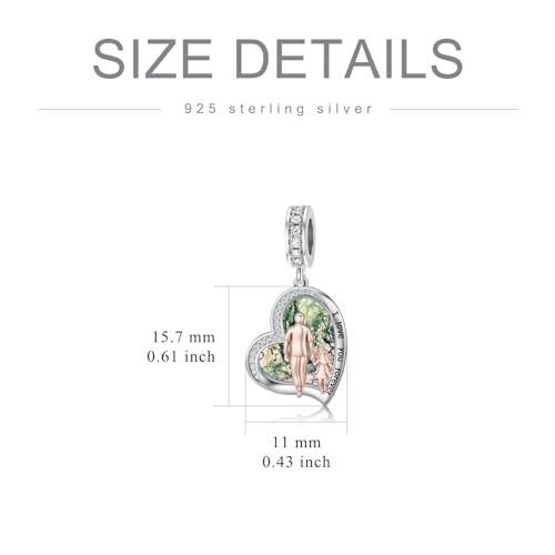 Image of PROESS Father Mother Daughter Charm fit Charms Bracelet Sterling Silver Charms for Bracelets Birthday Valentines Day Gifts for Daughter Mother Lover