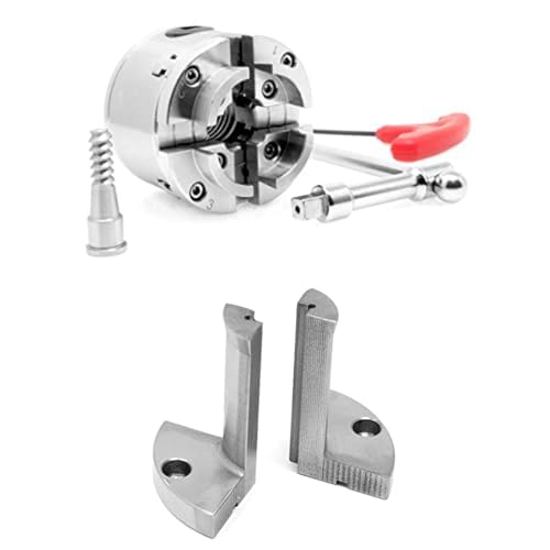 WEN 2.75-Inch 4-Jaw Self-Centering Keyed Lathe Chuck Set with 1-Inch x 8TPI Thread and 2-Inch Extended Lathe Chuck Jaws with Internal Square Grip and External Dovetail Profile (LA4275, LA423D)