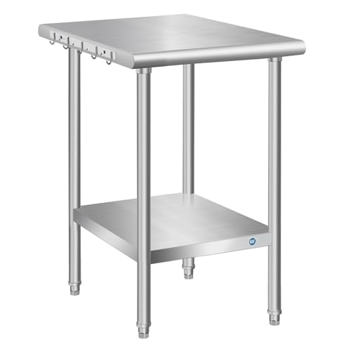 Stainless Steel Table for Prep &amp; Work, Commercial Stainless Steel Prep Metal Table for Home Kitchen Restaurant Space Expansion (24 x 18 x 33 Inch)