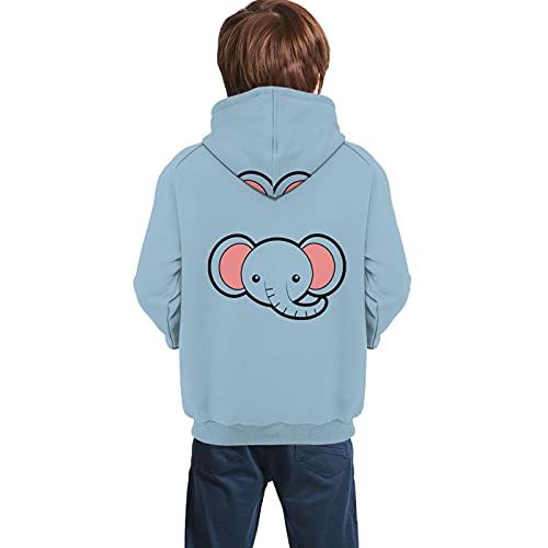 Cute Elephant Face Cartoon Boy Girl Children Youth Hoodies Fashion Sweater Pocket Sweatshirts Black #TOP1
