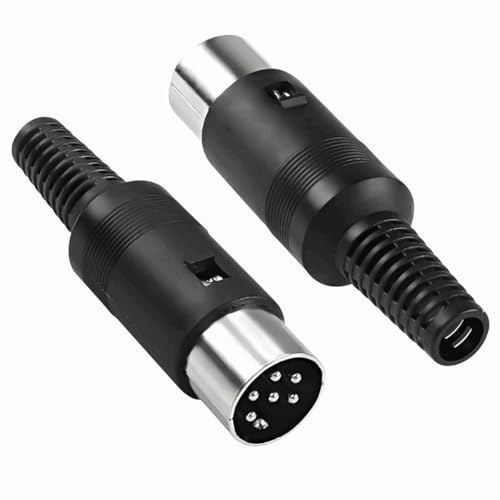 TECHZOCO Conector Audio DIN 6 Pines, Conector Midi 6 Pin, Adaptador Macho DIN de 6 Pines, Compatible con Bang & Olufsen B&O, PowerLink, BeoLab 3, Ordenador, Sonido, Negro, 1 Unidad