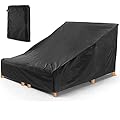 COOSOO Double Chaise Lounge Cover Waterproof Double Wide Patio Chair Cover with Windproof Elastic Hem UV Resistant All Weather Protection for Outdoor Garden Beach