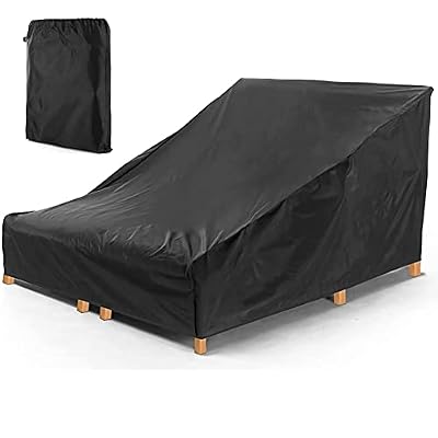COOSOO Double Chaise Lounge Cover Waterproof Double Wide Patio Chair Cover with Windproof Elastic Hem UV Resistant All Weather Protection for Outdoor Garden Beach