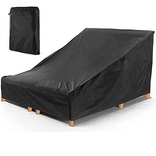 COOSOO Double Chaise Lounge Cover Waterproof Double Wide Patio Chair Cover with Windproof Elastic Hem UV Resistant All Weather Protection for Outdoor Garden Beach