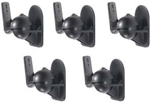 techsol 5 Pack of Black Universal Speaker Wall Brackets