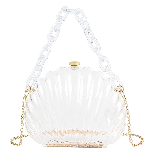 Image of Women Seashell Evening Bag Purse Mermaid Chain Strap Clutch Handbag Shoulder Bag | Seashell