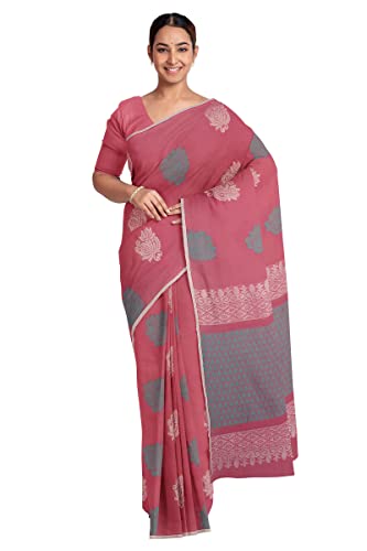 Image of Pothys Women's Pink Silk Cotton Saree With Blouse Piece (A3540 Pink)