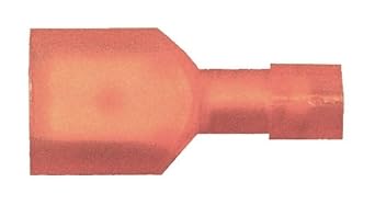 163158-100 Premium Nylon Insulated Female Disconnect, 0.250" Stud/Tab Size, 22-18 Wire Gauge, Color, 600V Rating, Copper, Red Pack of 100