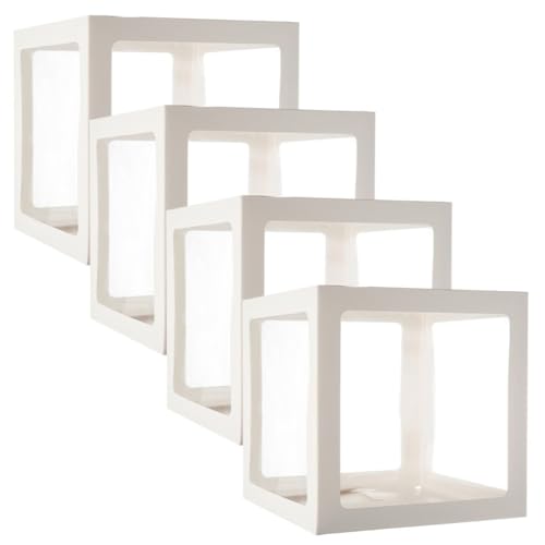 Supports de ballons transparents et boîtes cubes blanches pour anniversaire et shower