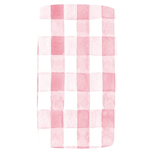Image of Dear Baby Gear Baby Crib Sheets - Toddler Bed Sheets - Breathable Fitted Bed Sheet - Nursery Bedding - Infant Cribs Mattress Cover - Crib Sheet for Girls & Boys -52x28x10(Watercolor White Pink Plaid)
