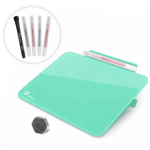 Pizarra blanca de cristal pura, escritorio verde menta, pizarra de pequeño ángulo de inclinación, pizarra de borrado en seco, artefacto