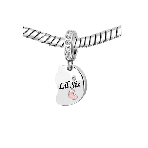 KunBead Nana Mom Mother Daughter Son Sisters Rose Gold Tone Heart Puzzle Dangle Charms Compatible with Pandora Bracelet set for 34