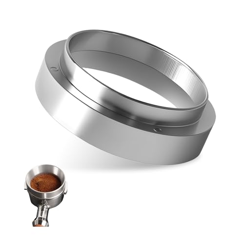 HMCEY Anello Dosatore per Caffè 53 MM,Imbuto Dosatore Magnetico,Accessori Portafiltro Espresso,Anello per Imbuto di Riempimento Alluminio,Facile da Pulire per Baristi,Casa,Raccoglitore Polvere-Argento