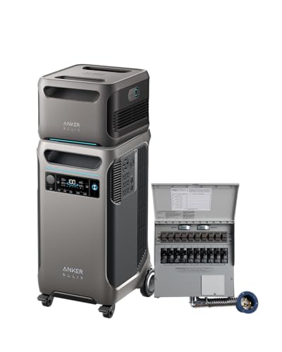 Anker SOLIX F3800 120V/240V Home Backup Kit, 7.68kWh Portable Power Station with Transfer Switch Kit, LiFePO4 Battery, 6000W AC Output, Solar Generator for Home Use, RV, Emergencies, & Outages