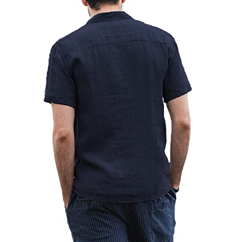 LVCBL Camicia estiva in cotone da uomo a maniche