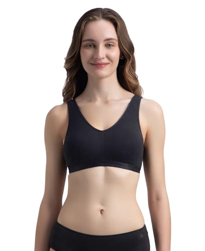 Image of Jockey ES04 Women's Wirefree Padded Super Combed Cotton Elastane Stretch Full Coverage Sleep Bra with Removable Pads and Ultrasoft Underband