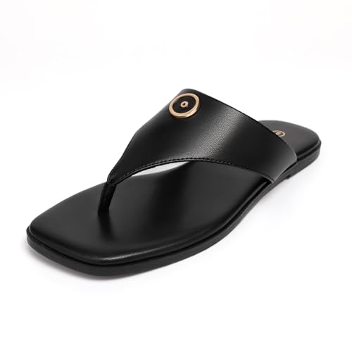 Rihero Women's Flip Flops Square Toe Thong Flat Sandals Summer Comfortable Slip On Beach Slide Sandals