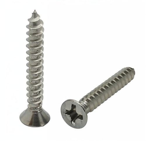 BCP Fasteners 100 Qty #6 x 1 pulgada Tornillos para madera cabeza plana 304 acero inoxidable Phillips