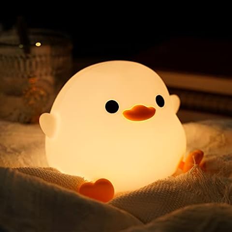 Amaredom DoDo Duck Night Light, Cute Duck Lamp, Silicone Dimmable Nursery Nightlight, Rechargeable LED Bedside Lamp with 20 Minutes Timer & Tap Control Baby Girls Women Bedrooms, Living Room Cover