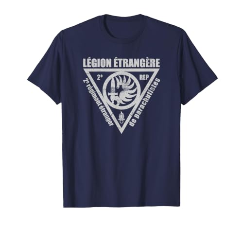 French Foreign Legion Paratrooper T Shirt - 2 Rep T-Shirt, Men, Navy Blue, 4X-Large
