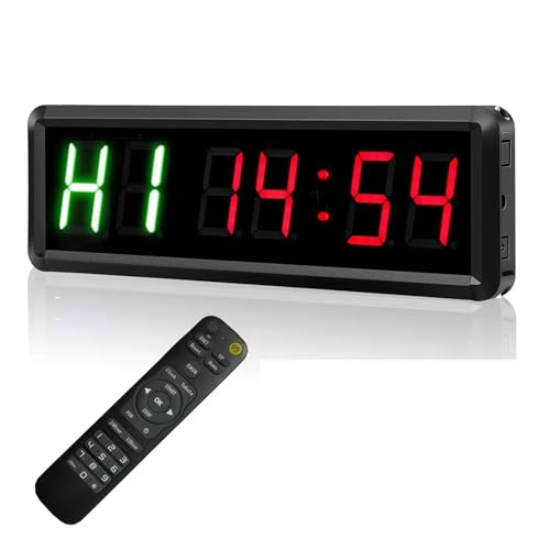 BAFEIYA Temporizadores de intervalos programables LED, Temporizador de Gimnasio de 1,5 Pulgadas de Alto carácter, Tabata, cronómetro, Temporizador de Entrenamiento físico de Cuenta Arriba/Abajo