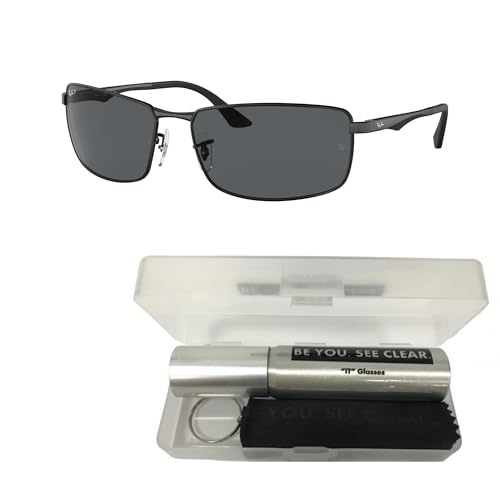 Ray-Ban RB3498 Sunglasses Bundle: RB 3498 006/81 Matte Black Grey and Eyewear Cleaning Kit2