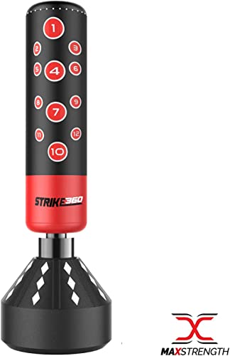 Saco de boxeo de pie de 1,8 m, resistente, para sparring y artes marciales mixtas, fitness, boxeo, patada, gimnasio, entrenamiento, saco de boxeo, soporte con base de ventosa (negro) (rojo, 1,7 m) - imagen 3