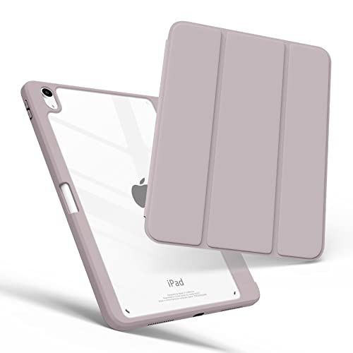 Image of Case for iPad Air 11 inch 2024 /2025 /2026 M4 /3 /2, iPad Air 5th /4th Generation 2022 /2020 with Pencil Holder, Slim Smart Cover with Clear Back Shell for iPad Air6 /7,Taro Purple