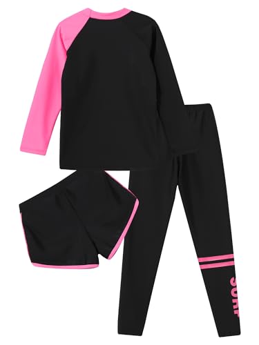 iiniim Kids 3 Piece Long Sleeve Swimsuits Rash Guard Swimwear UPF 50+ Swim Shirt Legging Pants Bathing Suit4