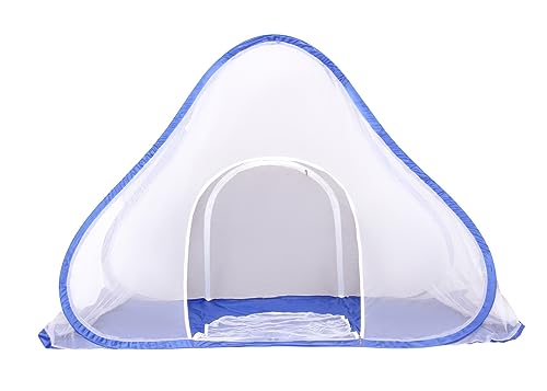Image of Space Saver Foldable Mosquito Net Light Weight High Durability Strong and Durable Tent Shape Mosquito Machardani for Single Bed (7x3 ft) - Blue [Adjustable on All Single beds]
