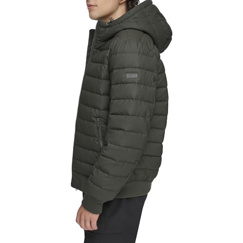Image of DKNY Men's Quilted Performance Hooded Bomber Jacket