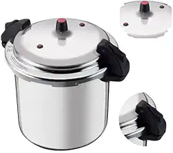 Panela De Pressão Grande 20 Litros Para Cozinha Industrial Restaurante Feijoada Com Fechamento Externo de 02 Valvula de Segurança