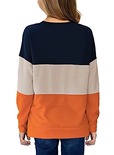 Image of SELINK Girls Big Kids Long Sleeve Striped Color Block Pocket Tees