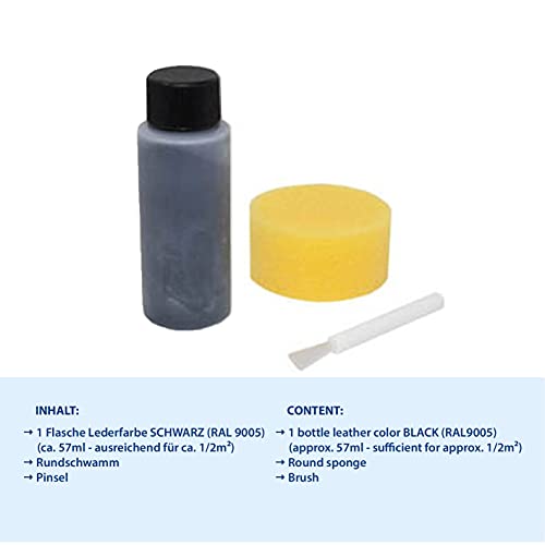 1-2-3 REPAIR® Lederfarbe schwarz - Professionelles Leder Reparatur Set schwarz - Effektive Lederpflege für Sofa & Couch - Flüssigleder schwarz - Einfach & mühelos Leder Risse reparieren & färben