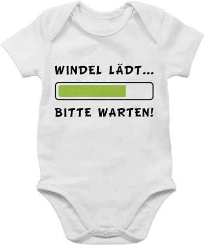 Baby Body Junge Mädchen - Sprüche - Windel lädt - 3/6 Monate - Weiß -...