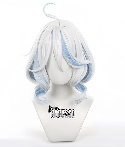 Image of furina Focalors wig for genshin Detachable Hairpieces Hair white and blue Wig With Wig cap