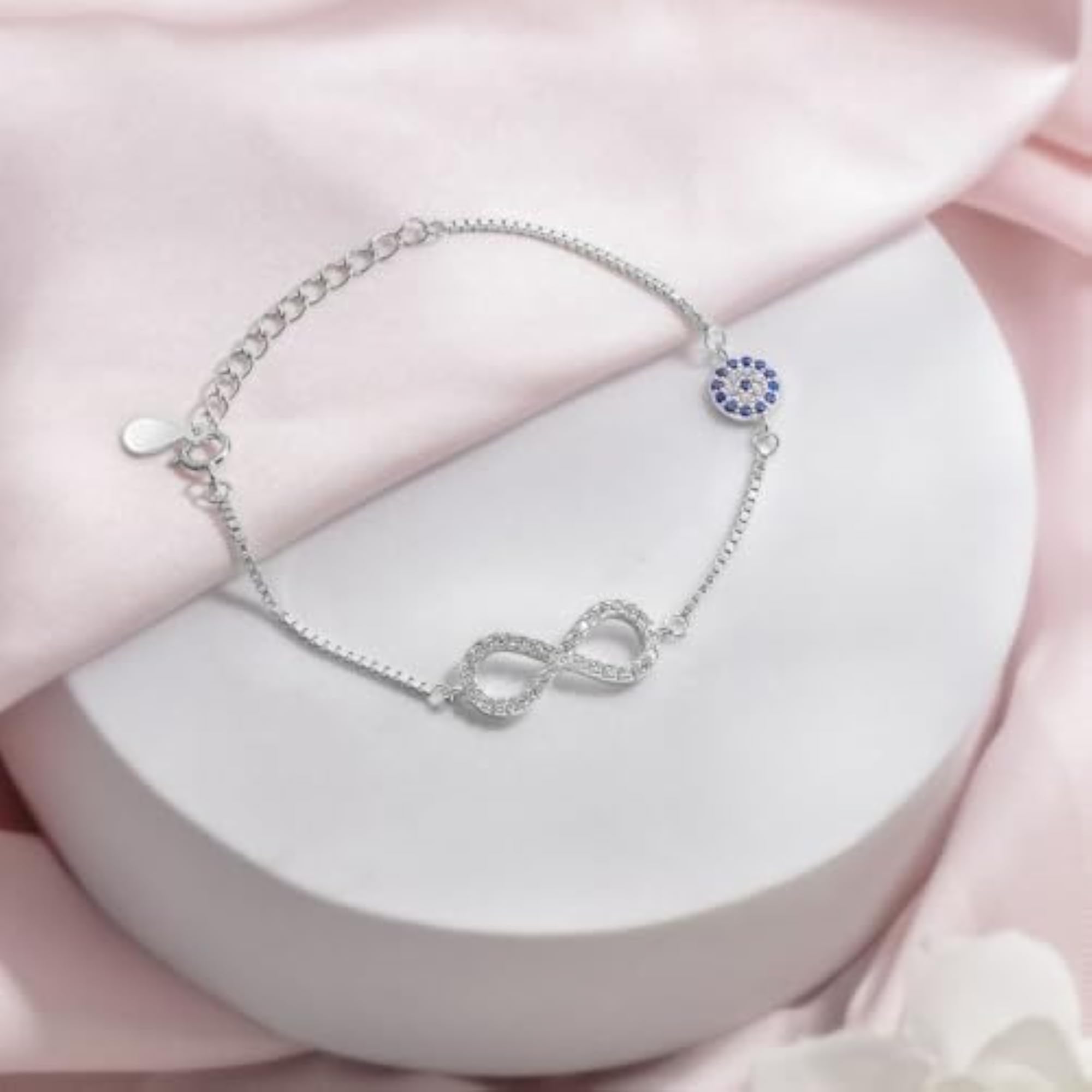 Women's 925 Sterling Silver Infinity Rhodium Plated Bracelet