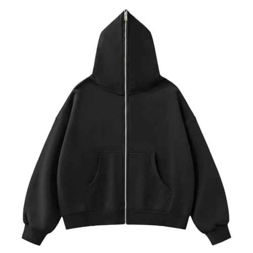 Mens Hoodies Vintage Full-zip Sweatshirts Unisex Streetwear Pullover Teenagers Trendy Winter Jackets