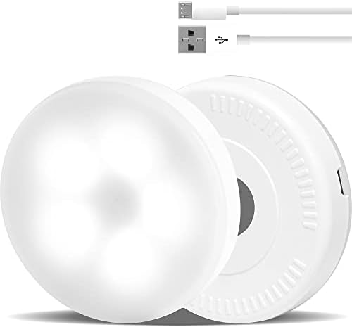 DAZZY DOT Rechargeable Touch Light 2 Pack, Push Button Light, Magnetic Puck Lights for Closet, Locker, Cabinet, Adhesive Dimmable Tap Light Soft White