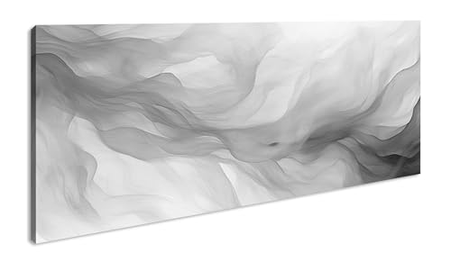 Ondas suaves de luz dorada y azul frío panorámico 120 x 60 cm efecto: impresión artística XXL en blanco y negro sobre marco de madera/cuadro de pared/decoración de salón
