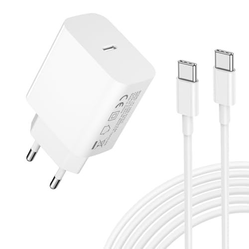 Cargador Samsung Carga Rapida 25W, USB C Carga PD3.0 para Samsung Galaxy S24 Ultra/S23/S22 Ultra/S22+/S21 FE/S20/S10/S9/S8/A53 5G/A15/Note, Enchufe Tipo C Cargador Rapido con Cable
