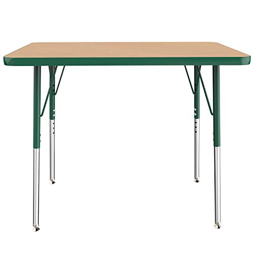 FDP 24" x 36" Rectangle Table with Swivel Glide Legs - Maple/Green