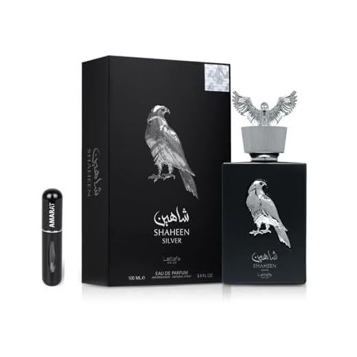 Shaheen Silver Lattafa 100 ml Eau de Parfum, Perfume Árabe Unisex de Larga Duración, Incluye Atomizador Recargable 5 ml, Fragancia Cítrica, Amaderada y Especiada Duradera (Shaheen Silver)